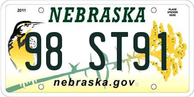 NE license plate 98ST91
