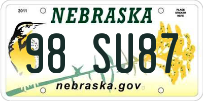 NE license plate 98SU87