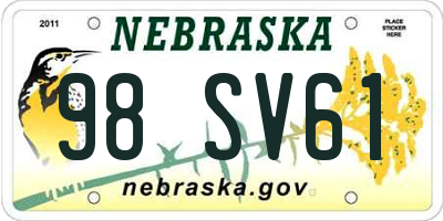 NE license plate 98SV61