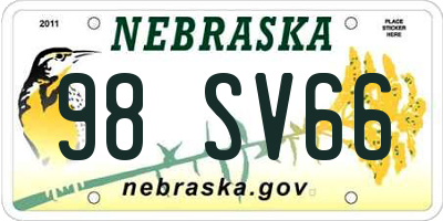 NE license plate 98SV66