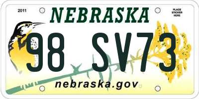 NE license plate 98SV73