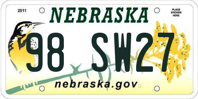NE license plate 98SW27