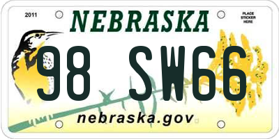 NE license plate 98SW66