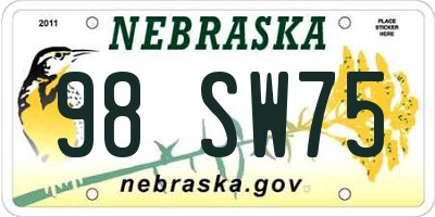 NE license plate 98SW75