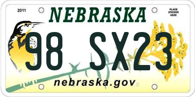 NE license plate 98SX23