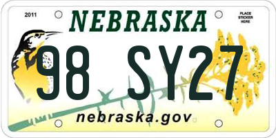 NE license plate 98SY27