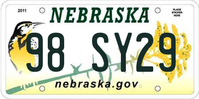 NE license plate 98SY29