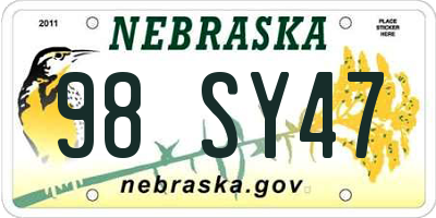 NE license plate 98SY47