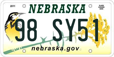 NE license plate 98SY51