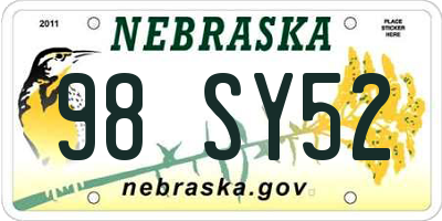 NE license plate 98SY52