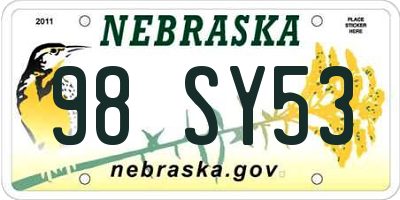 NE license plate 98SY53