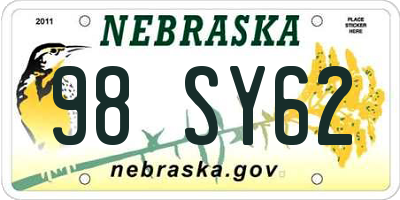 NE license plate 98SY62