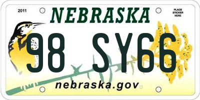 NE license plate 98SY66