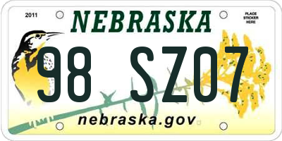 NE license plate 98SZ07