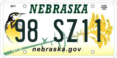 NE license plate 98SZ11