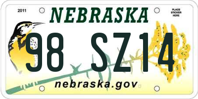 NE license plate 98SZ14