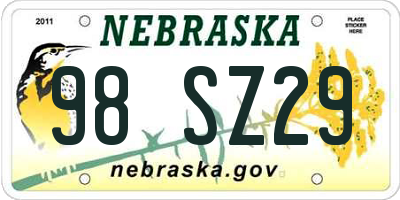 NE license plate 98SZ29