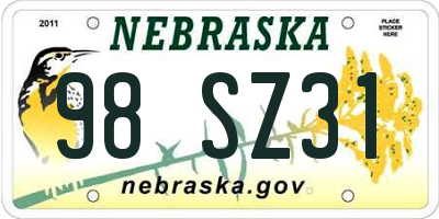 NE license plate 98SZ31