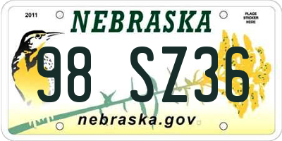 NE license plate 98SZ36