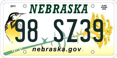 NE license plate 98SZ39