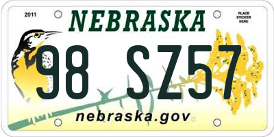 NE license plate 98SZ57
