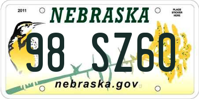 NE license plate 98SZ60