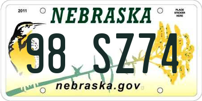 NE license plate 98SZ74