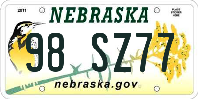 NE license plate 98SZ77