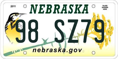 NE license plate 98SZ79