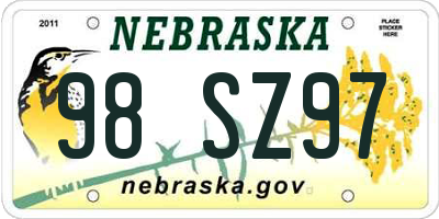 NE license plate 98SZ97