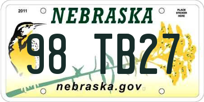 NE license plate 98TB27
