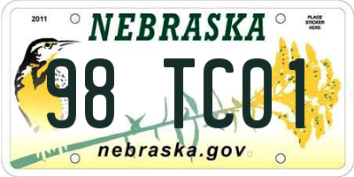 NE license plate 98TC01