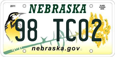NE license plate 98TC02