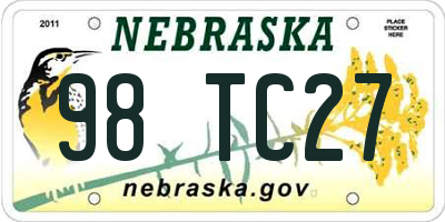 NE license plate 98TC27