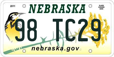 NE license plate 98TC29
