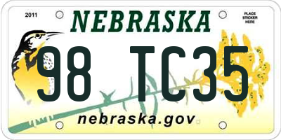 NE license plate 98TC35