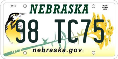 NE license plate 98TC75