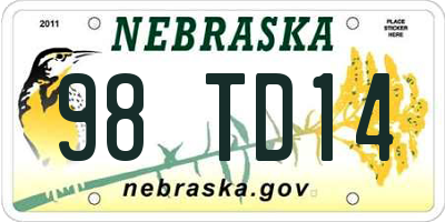 NE license plate 98TD14
