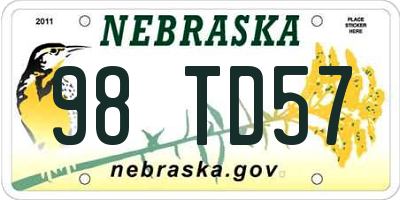 NE license plate 98TD57