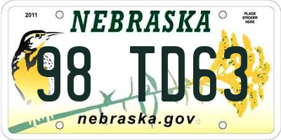 NE license plate 98TD63