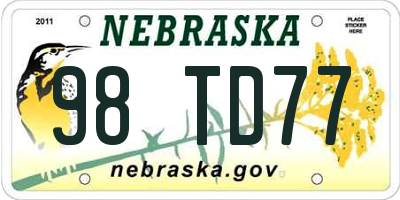 NE license plate 98TD77