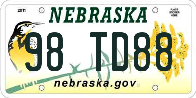 NE license plate 98TD88