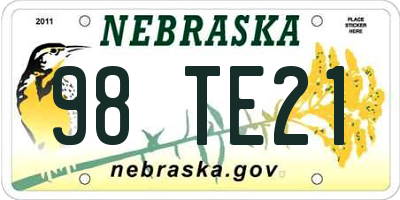 NE license plate 98TE21