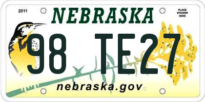 NE license plate 98TE27