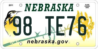 NE license plate 98TE76