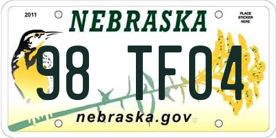NE license plate 98TF04