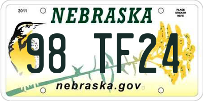 NE license plate 98TF24