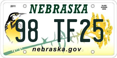 NE license plate 98TF25