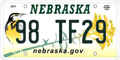 NE license plate 98TF29