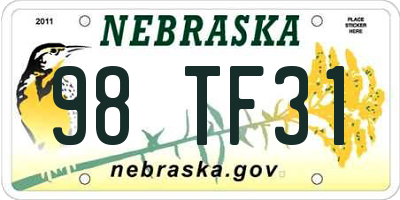 NE license plate 98TF31